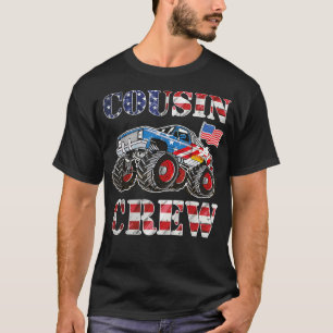 Camiseta Monster Truck USA Flag Patriótico Cousin Crew 4º