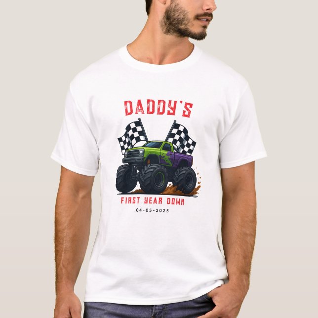 Camiseta Monster Trucks 1st Birthday Party  (Frente)