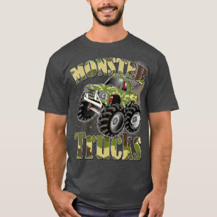Camiseta Monster Trucks Camuflagem Engraçada Aniversário