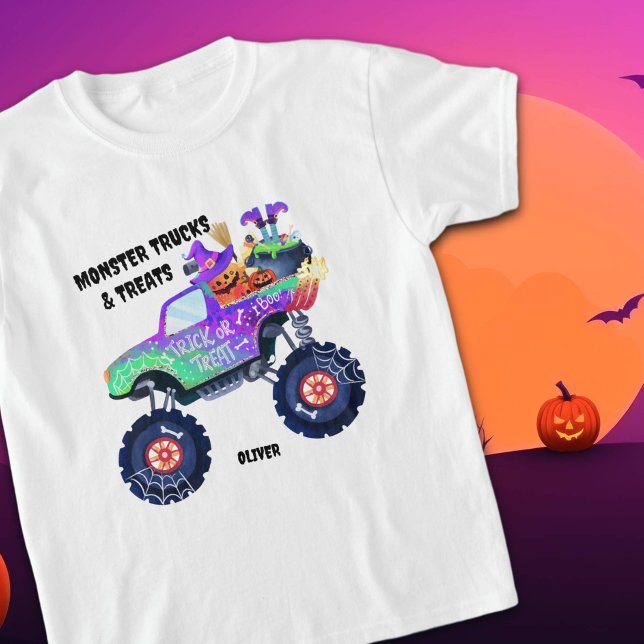 Camiseta Monster Trucks E Guloseimas Doce de Halloween (Criador carregado)
