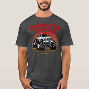 Camiseta Monster Trucks para crianças jovens e adultos Retr