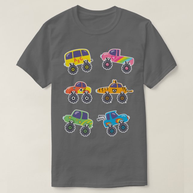Camiseta Monster Trucks Roupa Rapazes Meninas Legal Truque  (Frente do Design)