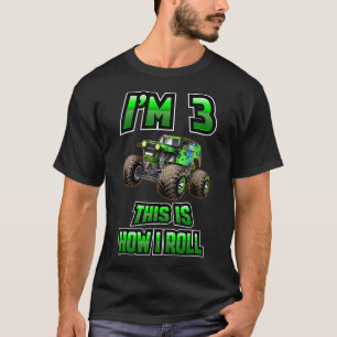 Camiseta Monster Trucks São Meu aniversário de 3 anos de Em