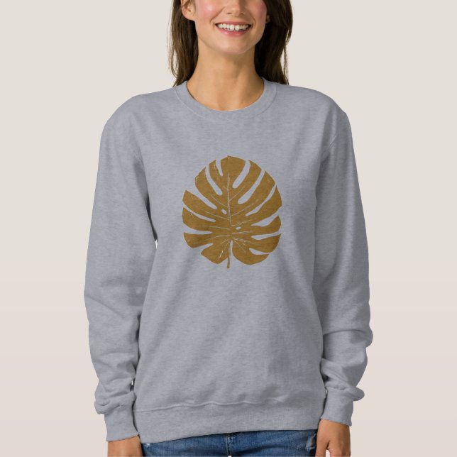 Camiseta Monstera Leaf Nature Desenho em Amarelo de Mostard (Frente)