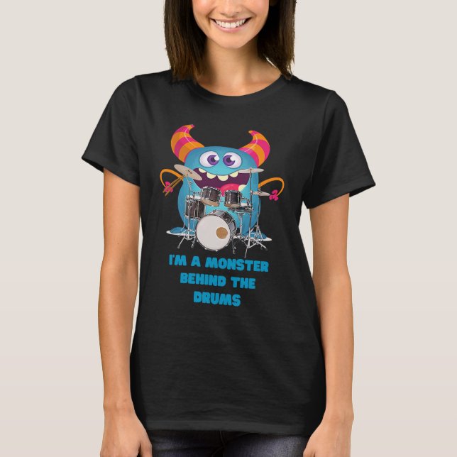 Camiseta Monsters Behind the Drums   Drummer Monster (Frente)