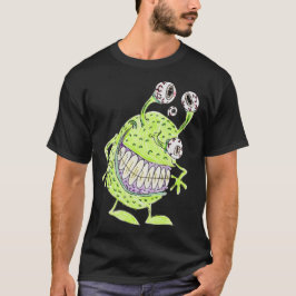 Camiseta monstro alienígena verde de 4 olhos