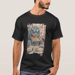 Camiseta Monstro Antigo Come Ramen Gráficos Japoneses Guerr