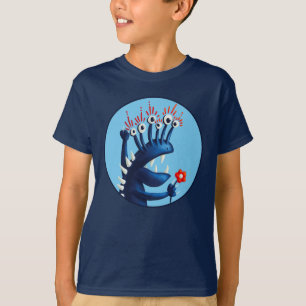 Camiseta Monstro azul com flor