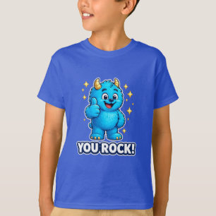 Camiseta Monstro Azul Feliz Você Manda Bem Polegar Para Cim