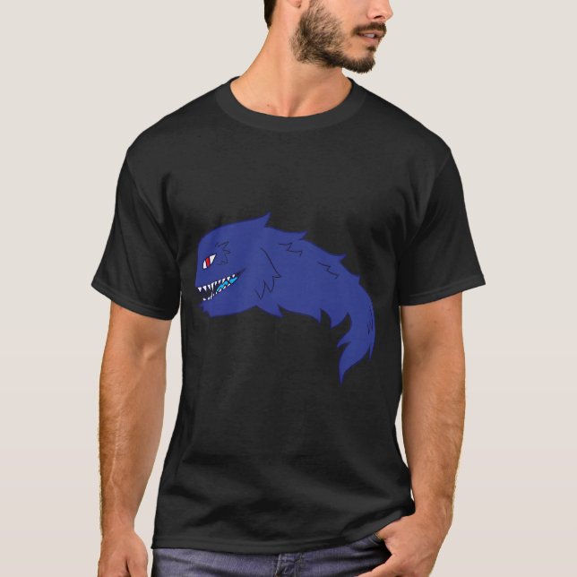Camiseta Monstro Azul Tipo Peixe (Frente)