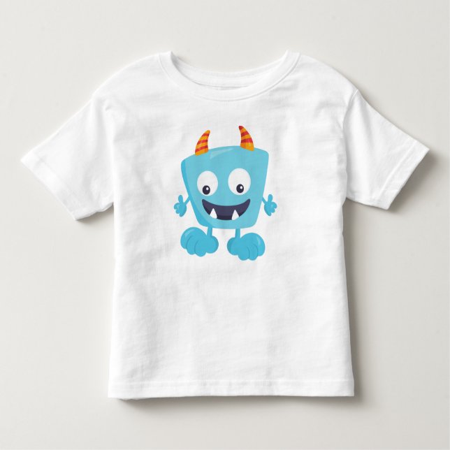 Camiseta Monstro Bonito, Monstro Azul, Monstro Engraçado, C (Frente)