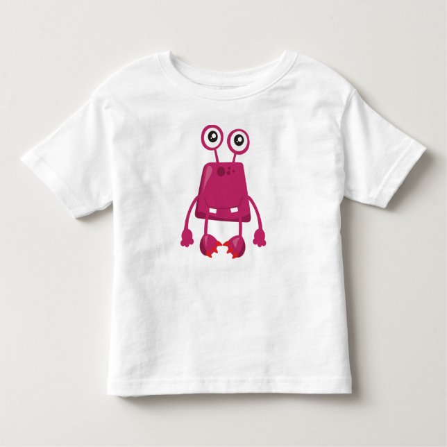 Camiseta Monstro Bonito, Monstro Rosa, Monstro Engraçado, B (Frente)