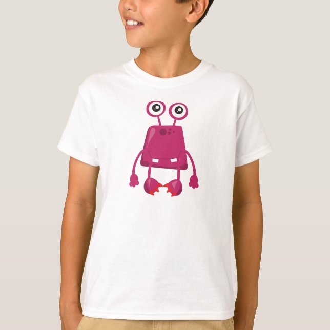 Camiseta Monstro Bonito, Monstro Rosa, Monstro Engraçado, B (Frente)