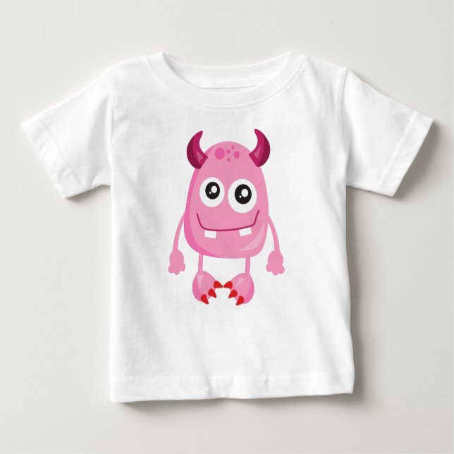 Camiseta Monstro Bonito, Monstro Rosa, Monstro Engraçado, C (Frente)
