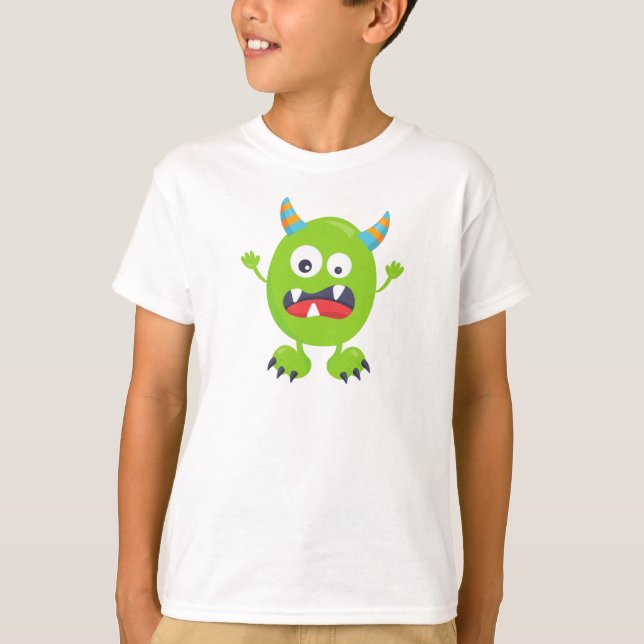 Camiseta Monstro Bonito, Monstro Verde, Monstro Engraçado,  (Frente)