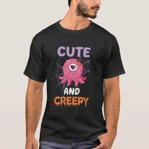 Camiseta Monstro Cor-de-Rosa Sinistro Fofo Morcegos Teia de
