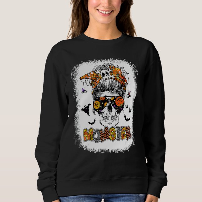 Camiseta Monstro da Mãe Halloween Monstro Coque Desarrumado (Frente)
