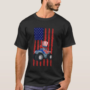 Camiseta Monstro de 4 de Julho Caminhão de Monstro de Fogue