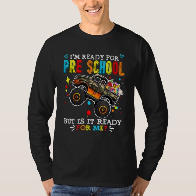 Camiseta Monstro de Caminhão de Volta à Escola Estou Pronto (Frente)