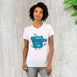 Camiseta Monstro de Cartoons Azuis com Chapéu do Partido