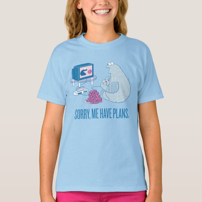 Camiseta Monstro de cookies | Desculpe, Tenho Planos (Frente)