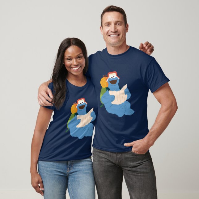 Camiseta Monstro De Cookies Lendo Um Mapa (Unissex)