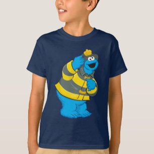 Camiseta Monstro de cookies Roupa de bombeiro