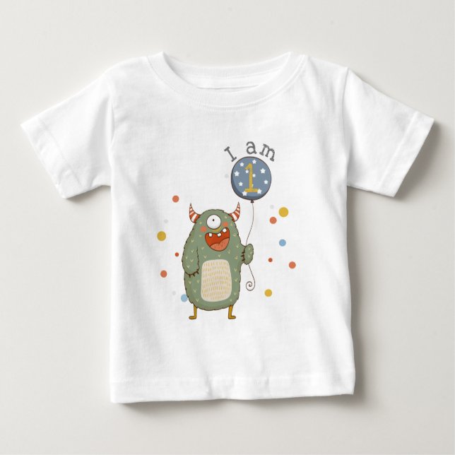 Camiseta Monstro de Cuta Personalizável com Aniversário de  (Frente)