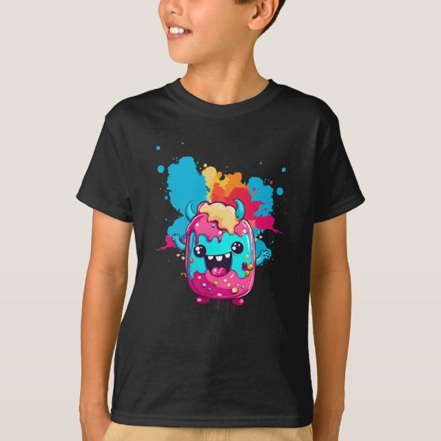 Camiseta Monstro de Doces com Manchas de Aquarela (Frente)