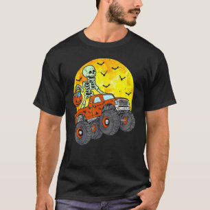 Camiseta Monstro de Esqueleto Caminhão Luar Doce Meninos Pe