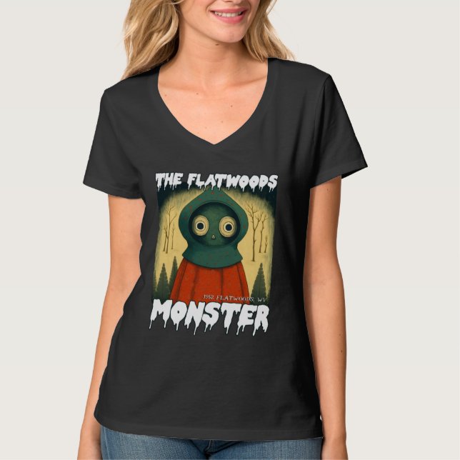 Camiseta Monstro de Flatwoods Braxie 1952 Críptido Alienige (Frente)