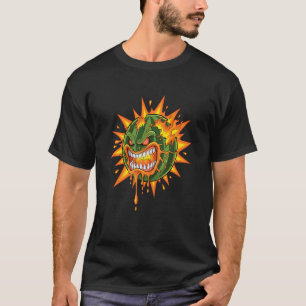 Camiseta Monstro de Fogo Derretendo Fúria Bola de Fogo Horr