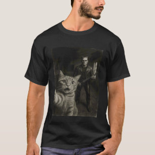 Camiseta Monstro de Frankenstein Selfie Gato Laranja Música