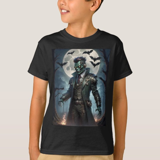Camiseta Monstro de Frankenstein Steampunk do Dia das Bruxa (Frente)