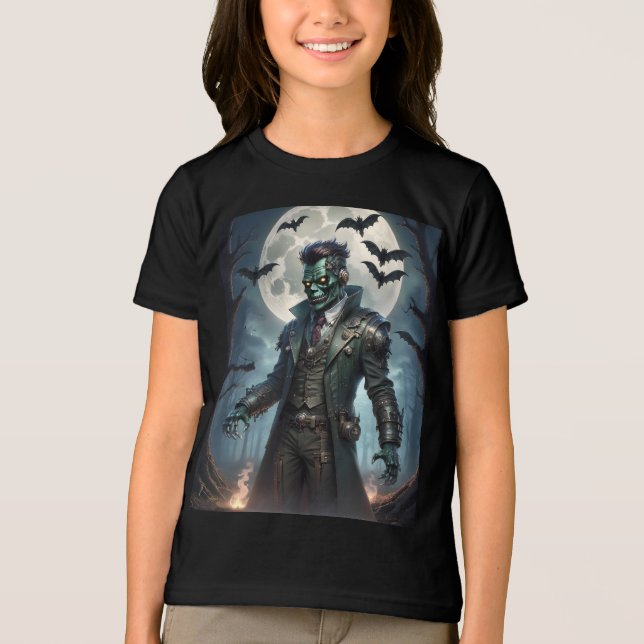 Camiseta Monstro de Frankenstein Steampunk do Dia das Bruxa (Frente)