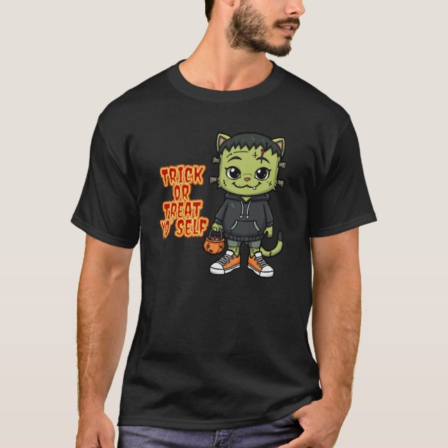 Camiseta Monstro de Gatos Bonito Frankenstein - Kawaii Spoo (Frente)