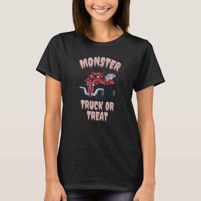 Camiseta Monstro De Halloween Ou Tratar Crianças De Goblin (Frente)