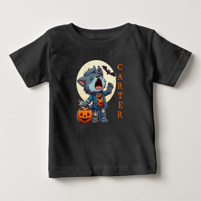 Camiseta Monstro de lobisomem uivando personalizado com abó (Frente)