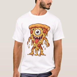 Camiseta Monstro de Pizza Maluco de Um Olho Arte Kawaii Fof