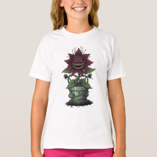 Camiseta Monstro de Planta Carnívora Assustadora para Crian