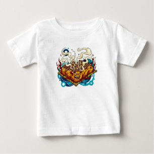 Camiseta Monstro de Takoyaki Irritado Arte de Comida de Rua