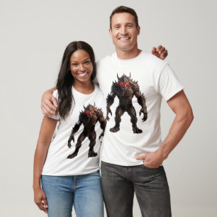 Camiseta Monstro Demônio Sombrio com Olhos Vermelhos Brilha