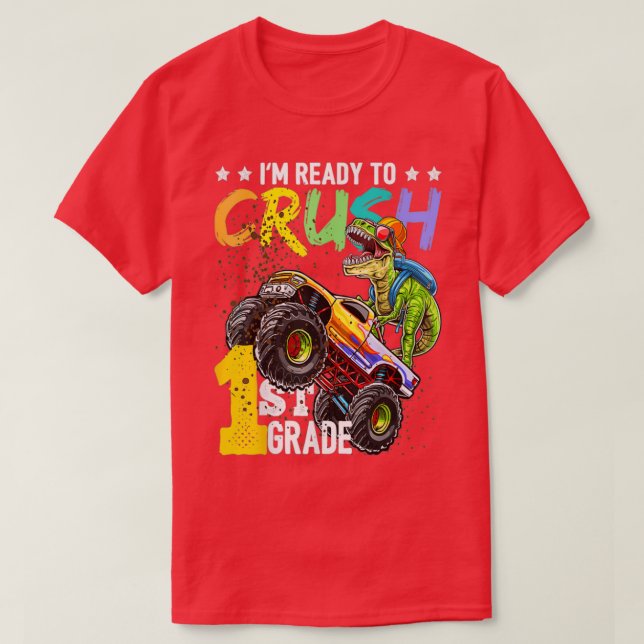 Camiseta Monstro Dinossauro De 1rua De Volta À Escola Bo (Frente do Design)