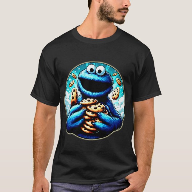 Camiseta Monstro do Biscoito Devorando um Biscoito de Choco (Frente)