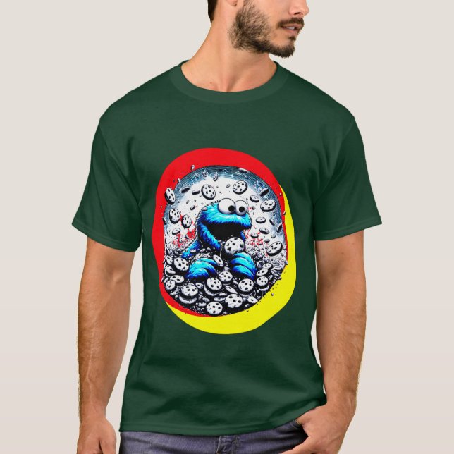 Camiseta Monstro do Biscoito Devorando um Chip de Chocolate (Frente)