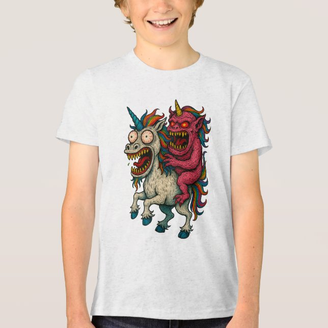 Camiseta Monstro do Crazy Unicorn e do Cérebro (Frente)