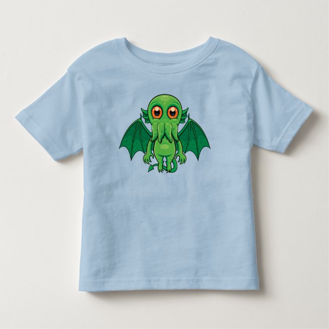 Camiseta Monstro do Cthulhu Verde Bonito (Frente)