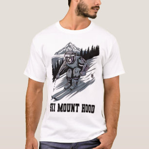 Camiseta Monstro do Esqui Descendo o Monte Hood Oregon Que
