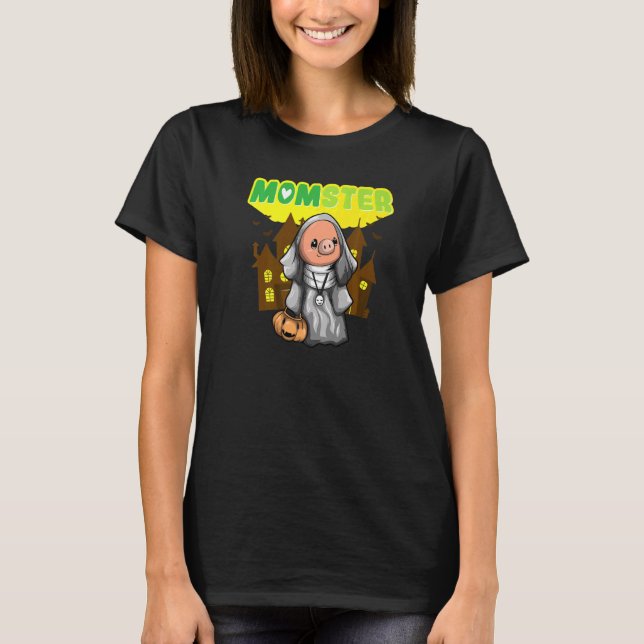 Camiseta Monstro do Império Mãe Mamãe Assustadora do Hallow (Frente)