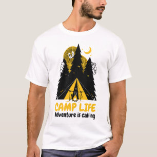 Camiseta Monstro Engraçado de Acampamento - Aventura Camp L